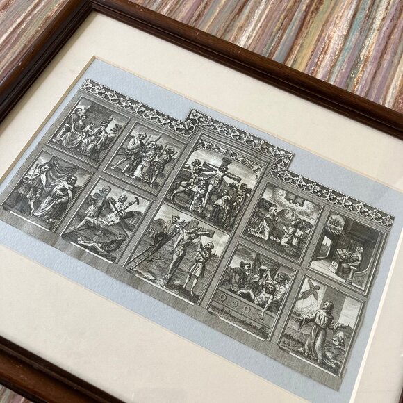 Crucifixion of Christ Framed Art Print Lichfield Ancient Altar-Piece 12.5x15.5" - Picture 1 of 5